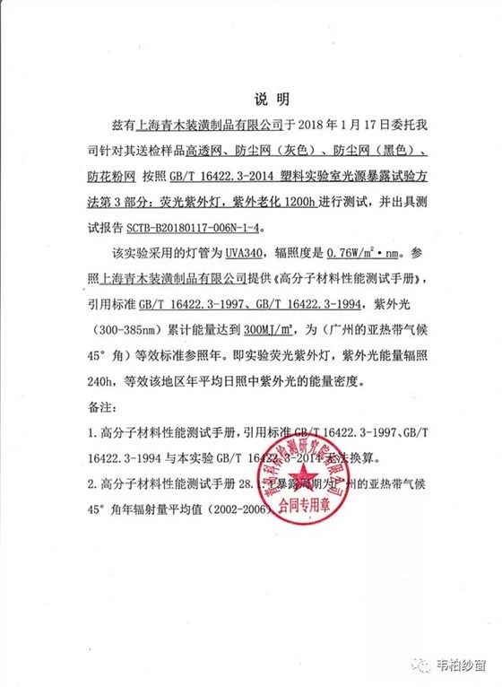 韋柏紗網(wǎng)紫外線檢測
